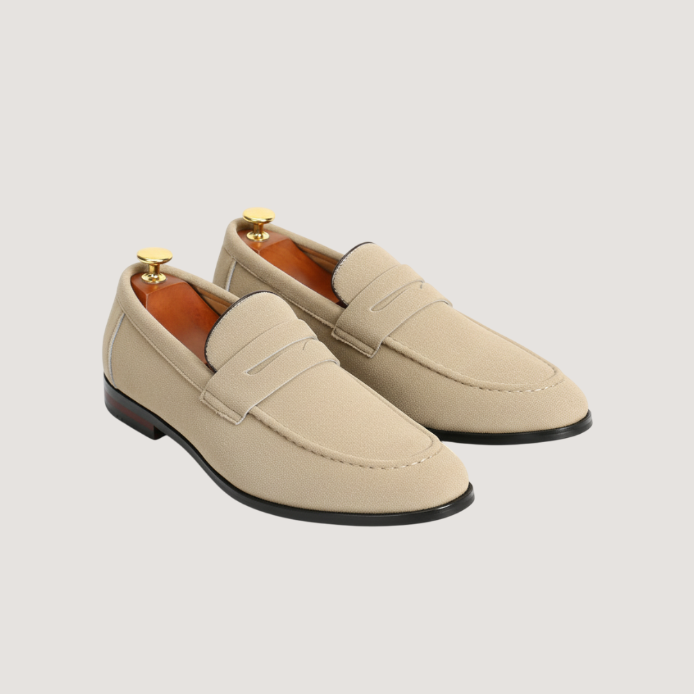 Suede and true leather moccasin shoe