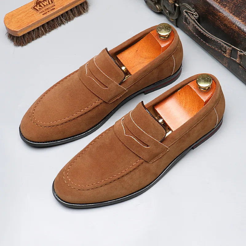 Suede and true leather moccasin shoe