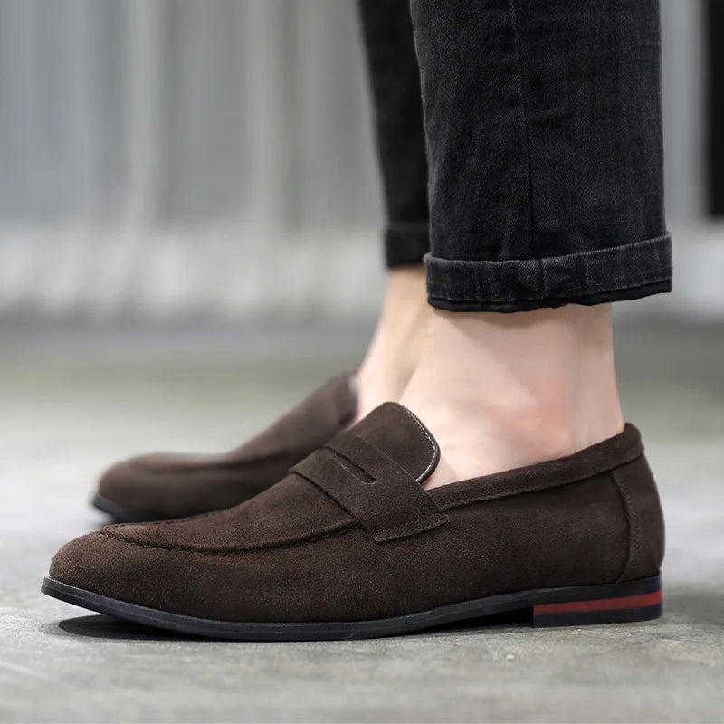 Suede and true leather moccasin shoe