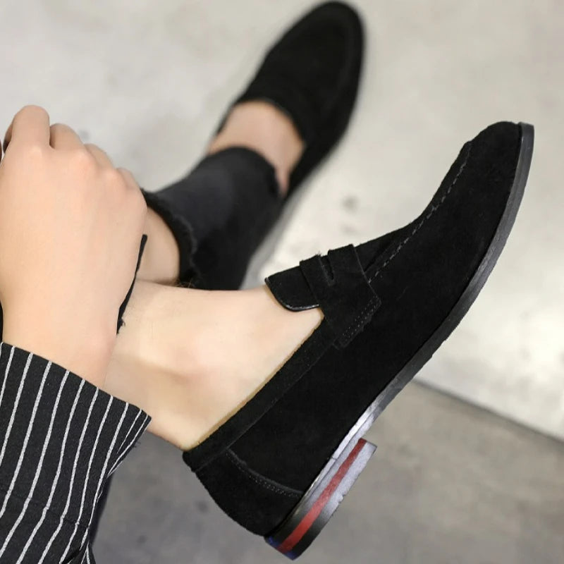 Suede and true leather moccasin shoe