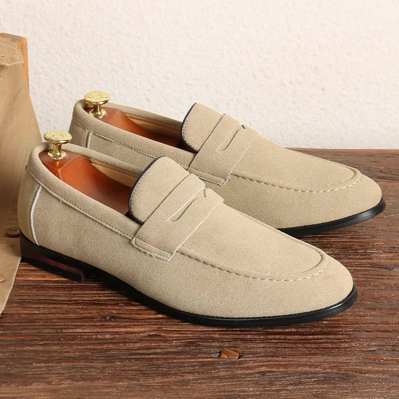 Suede and true leather moccasin shoe