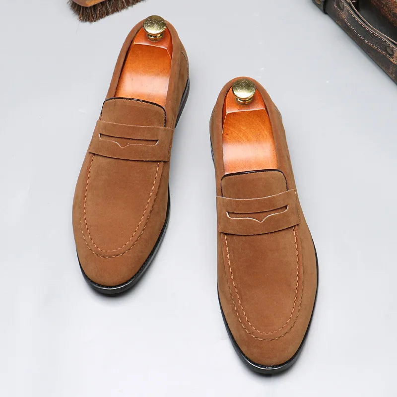 Suede and true leather moccasin shoe
